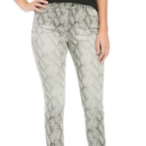 Snakeskin Print Mid Rise Denim Jeans